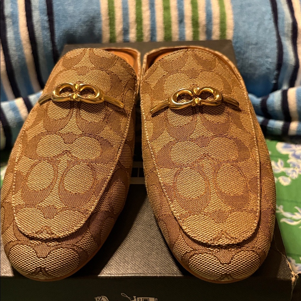 Coach Brown Loafers with Gold Accent